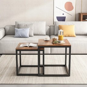 Zestaw stolików kawowych 2 w 1 – składane stoliki kwadratowe do salonu