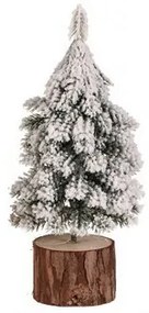 Dekoracja świąteczna Choinka na pniu, 19 cm, ośnieżona, zestaw 2 szt.