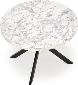 Okrągły rozkładany stół do jadalni Peroni biały marmur / czarny