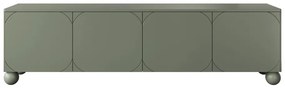 Szafka RTV Sonatia II 200 cm czterodrzwiowa na nogach kulach - oliwka