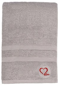 Szary bawełniany ręcznik kąpielowy frotte 70x140 cm Love – Foutastic