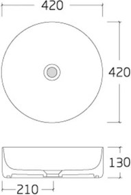 Umywalka ceramiczna nablatowa okrągła srebrna matowa ryflowana 42 cm MAVA SILVER cienki rant