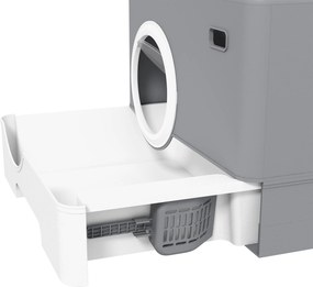 PawHut Kuweta dla Kotów, 2 Wyjścia, Wysuwana Taca, 52 x 41 x 38,5 cm, Szary