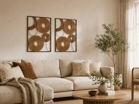 Zestaw 2 szt. dekoracja ścienna CIRCLES metal 48x68 cm, brązowa