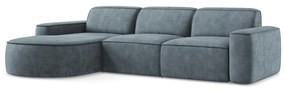 Szaroniebieski narożnik z tkaniny szenilowej (lewostronny/z szezlongiem) Omao – Makamii