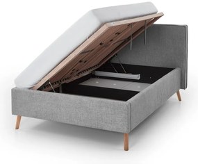 Jasnoszare tapicerowane łóżko dwuosobowe ze schowkiem i stelażem 140x200 cm Riva – Meise Möbel