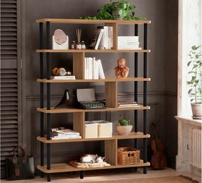 Regał na książki – 120 cm x 168,5 cm x 28 cm – sosna czarna i atlantycka – płyta wiórowa pokryta melaminą