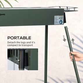 Outsunny Grill węglowy, 2x Ruszt, 1x Ruszt węglowy, 2x Kosz boczny, stal nierdzewna, zielony, 77 x 30 x 70 cm