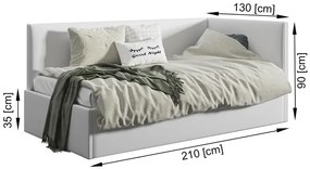 Popielate tapicerowane łóżko młodzieżowe 120x200 C7-S30