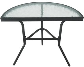 Półokrągły stolik ogrodowy z szklanym blatem ISLAND 70x40 cm, czarny