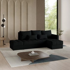 Masseno Narożnik LUMARI z funkcją spania i pojemnikiem na pościel Narozniki L, Rozkładana sofa - Czarny, KRONOS 07