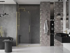 Mexen Velar drzwi prysznicowe rozsuwane 140 cm, transparent, złote szczotkowane - 871-140-000-01-55