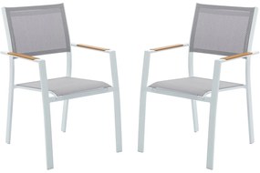 Zestaw 2 foteli ogrodowych sztaplowanych z aluminium i tekstylenu - Jasnoszary i biały - MACILA marki MYLIA