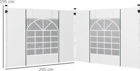 Outsunny Zasłony do Altany, Zestaw 2 szt., do altan ogrodowych 3x6m lub 3x3m, z oknami i drzwiami, Biały