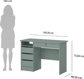 Biurko Function Plus 110 z szufladą na klucz, kolor zielony matowy