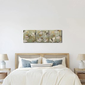 Obraz - Vintage motyle (z zegarem) (90x30 cm)