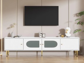 Nowoczesny mebel TV 170 cm - odpowiedni do telewizorów 70"-79" - z 4 drzwiami - Biały