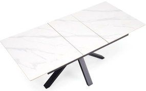 Stół rozkładany 140-180/85/76 cm spiek biały marmur/czarny PLATAN