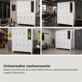 Szafka BHP ubraniowa, skrytkowa, perforowana, 10 skrytek, biała, 1360x1720x450 mm: BARTEK PRO