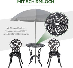 Outsunny Zestaw Mebli Ogrodowych 3częściowy Stół z Krzesłami Komplet Balkonowy Brązowy Elegancki Design | Aosom PL
