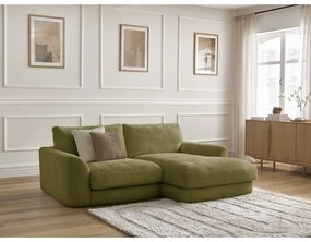 Narożnik z tkaniny szenilowej (prawostronny/z szezlongiem) w kolorze khaki Leonore – Bobochic Paris