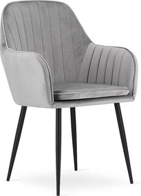 Krzesło Valora LUGO, srebrno-szary aksamit, nowoczesny design do salonu