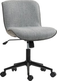 HOMCOM Obrotowy fotel biurowy bez podłokietników, z regulacją wysokości, na kółkach, Szary