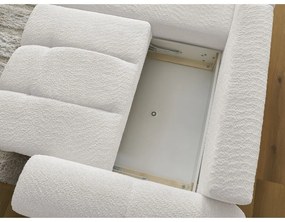 Biały rozkładany/ze schowkiem narożnik z materiału bouclé (lewostronny/z szezlongiem) Roxelane – Bobochic Paris