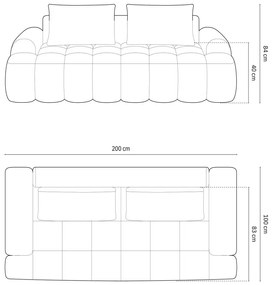 Szara aksamitna sofa 200 cm Linz – Cosmopolitan Design