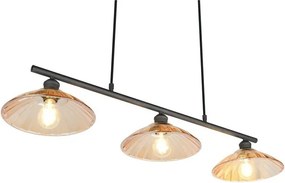 Czarno-bursztynowa metalowa lampa wisząca ze szklanym kloszem Eluna – Reality