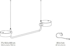Zafferano SUPER O Czarna lampa wisząca LED z możliwością ładowania i ściemniania
