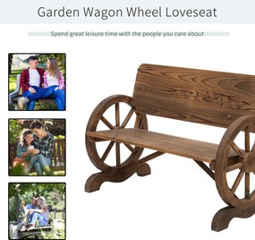 Outsunny Wygodna Ławka Ogrodowa z Podłokietnikami - Lite Drewno, Brązowa, 114x58x80cm - Solidny Mebel na Taras