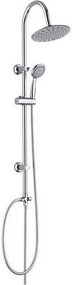 Kolumna prysznicowa Dunedin chromowana bez baterii, obrotowa głowica Ø200 mm, słuchawka 5 strumieni, wąż stalowy podwójnie zaciskany