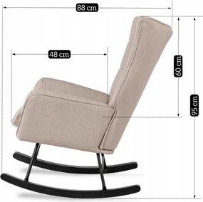 Fotel Bujany na Biegunach Uszak Wypoczynkowy JACKSON Beżowy do Salonu Nowoczesny