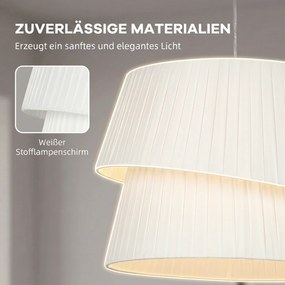 HOMCOM Elegancka lampa wisząca z podwójnym kloszem, regulowana wysokość, do salonu, biały | Aosom PL