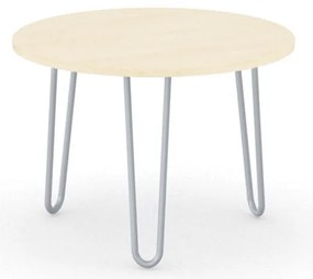 Okrągły stolik kawowy SPIDER, średnica 60 cm, szaro-srebrna podstawa, brzoza