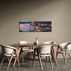 Obraz - Panorama miasta, Budapeszt, Węgry (z zegarem) (90x30 cm)