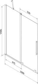 Mexen Velar parawan nawannowy 2-skrzydłowy rozsuwany 100 x 150 cm, transparent, chrom - 896-100-000-01-01