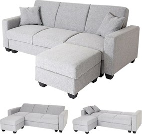 Sofa MCW-H47 z otomaną,  tkanina/tekstylia jasnoszary