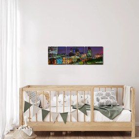 Obraz - Londyn wieczorem (z zegarem) (90x30 cm)