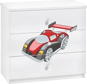 Biała komoda auto wyścigowe dla chłopca D0-D25