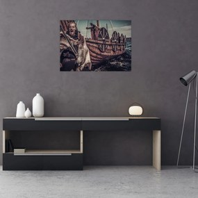 Obraz na szkle - Wojownik wikingów (70x50 cm)