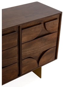 Brązowa komoda z litego drewna mango 145x76x40 cm Trisha – MOME