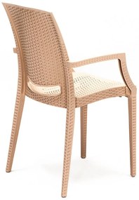 Beżowy zestaw mebli ogrodowych z imitacji rattanu dla 4 osób Rattan – Floriane Garden