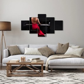 Obraz kobiety grającej na pianinie (125x70 cm)