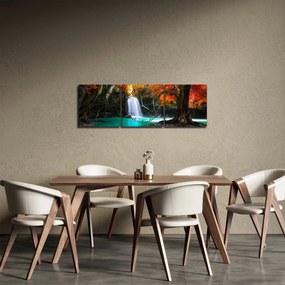 Obraz - Szmaragdowa Laguna (z zegarem) (90x30 cm)