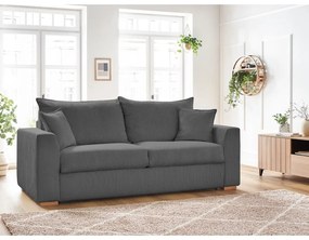 Szara sztruksowa rozkładana sofa 225 cm Augustin – Bobochic Paris