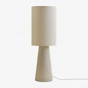 Lampa Stołowa Z Lnu I Włókna Szklanego Loana Distressed White - Sklum