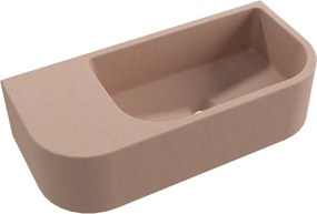 Umywalka betonowa wisząca / nablatowa półokrągła z półką bez otworu na baterię 65 x 30 cm LARMO | różne kolory : Kolor - Różowy, Typ montażu - nablatowa