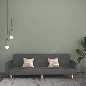 Sofa Rozkładana Jasnoszary 2-osobowa Tkanina - Rama z Solidnego Drewna - Wielofunkcyjna do Salonów i Sypialni